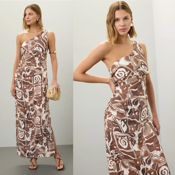 🆕 Mara Hoffman Enya linen one-shoulder ruched hemp maxi dress